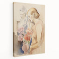 Refined Lady and Flowers – Electric Wall Art Canvas for Modern Spaces