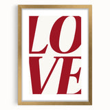 Electric Wall Art: Bold LOVE Typography in Vibrant Red for Modern Decor
