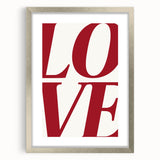 Electric Wall Art: Bold LOVE Typography in Vibrant Red for Modern Decor