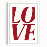 Electric Wall Art: Bold LOVE Typography in Vibrant Red for Modern Decor