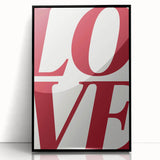 Electric Wall Art: Bold LOVE Typography in Vibrant Red for Modern Decor