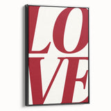 Electric Wall Art: Bold LOVE Typography in Vibrant Red for Modern Decor