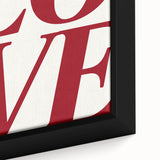 Electric Wall Art: Bold LOVE Typography in Vibrant Red for Modern Decor