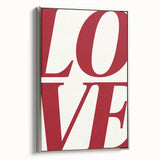 Electric Wall Art: Bold LOVE Typography in Vibrant Red for Modern Decor