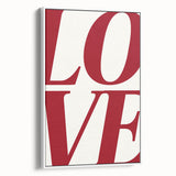 Electric Wall Art: Bold LOVE Typography in Vibrant Red for Modern Decor