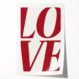 Electric Wall Art: Bold LOVE Typography in Vibrant Red for Modern Decor