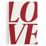 Electric Wall Art: Bold LOVE Typography in Vibrant Red for Modern Decor