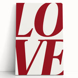 Electric Wall Art: Bold LOVE Typography in Vibrant Red for Modern Decor