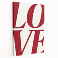 Electric Wall Art: Bold LOVE Typography in Vibrant Red for Modern Decor