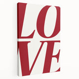 Electric Wall Art: Bold LOVE Typography in Vibrant Red for Modern Decor