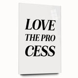 Electric Wall Art: Bold 'Love the Process' Typography for Modern Spaces