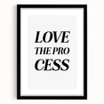 Electric Wall Art: Bold 'Love the Process' Typography for Modern Spaces