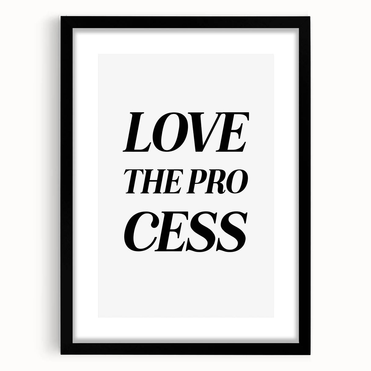 Electric Wall Art: Bold 'Love the Process' Typography for Modern Spaces