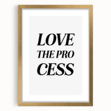 Electric Wall Art: Bold 'Love the Process' Typography for Modern Spaces