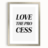 Electric Wall Art: Bold 'Love the Process' Typography for Modern Spaces