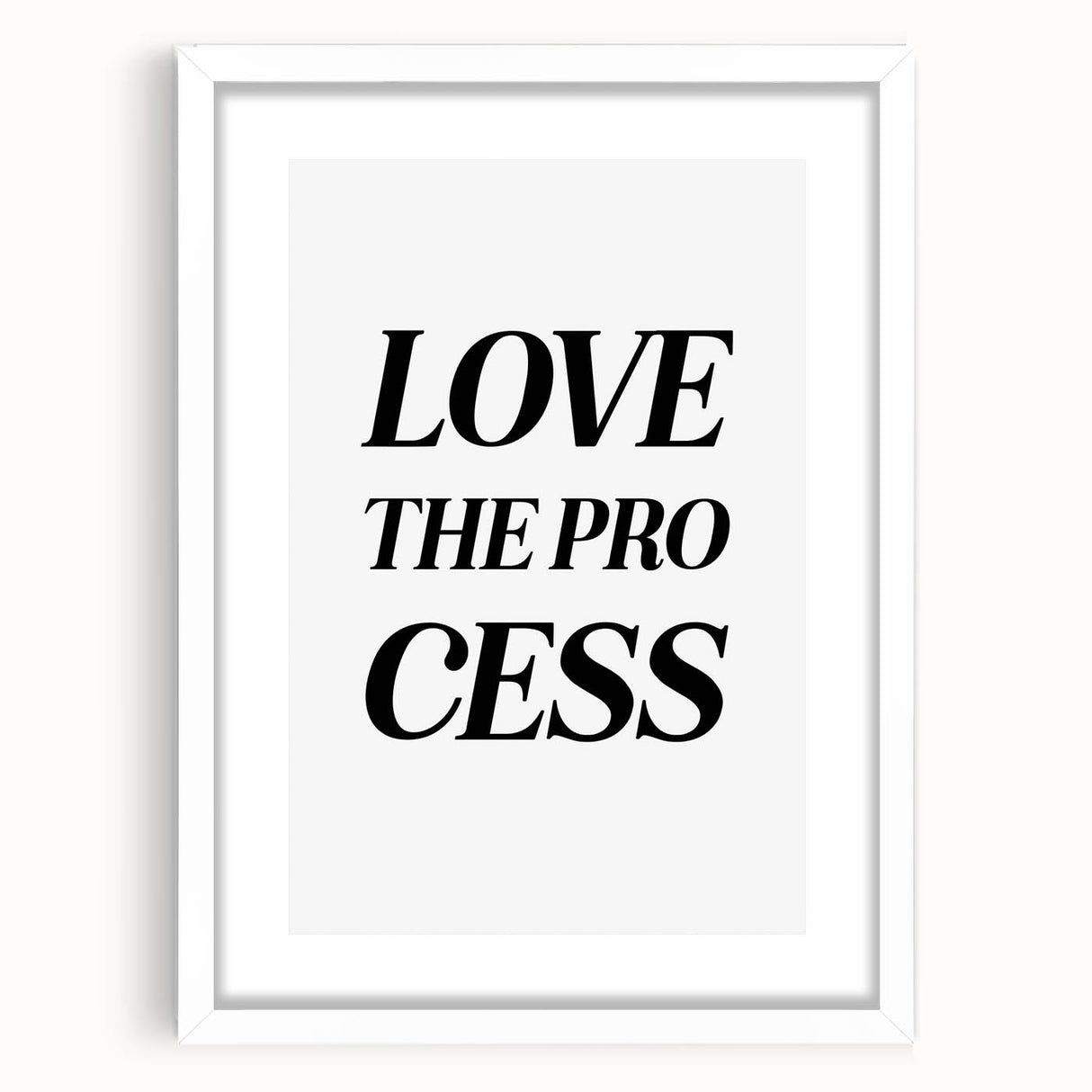 Electric Wall Art: Bold 'Love the Process' Typography for Modern Spaces