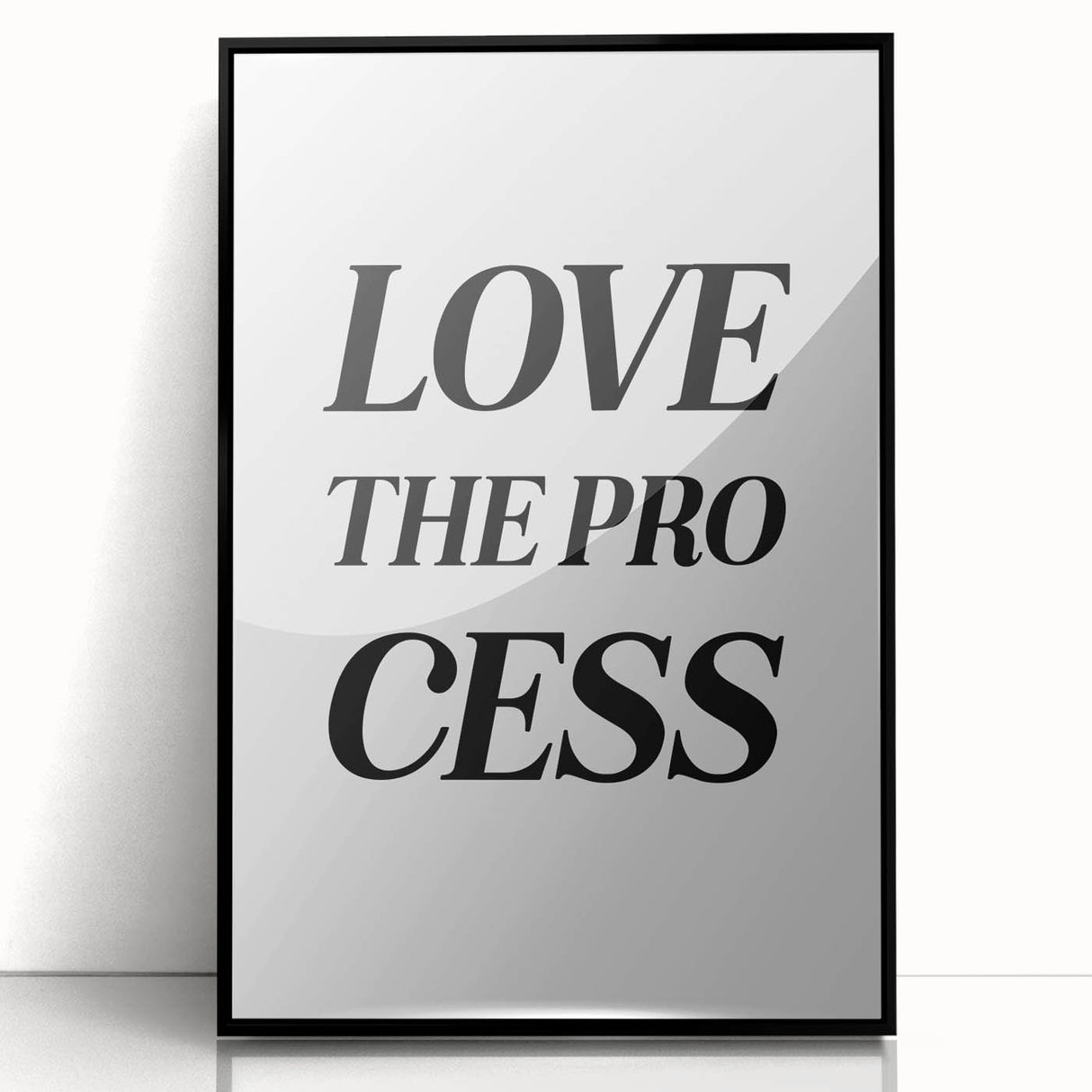Electric Wall Art: Bold 'Love the Process' Typography for Modern Spaces