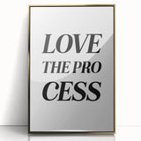 Electric Wall Art: Bold 'Love the Process' Typography for Modern Spaces