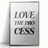 Electric Wall Art: Bold 'Love the Process' Typography for Modern Spaces