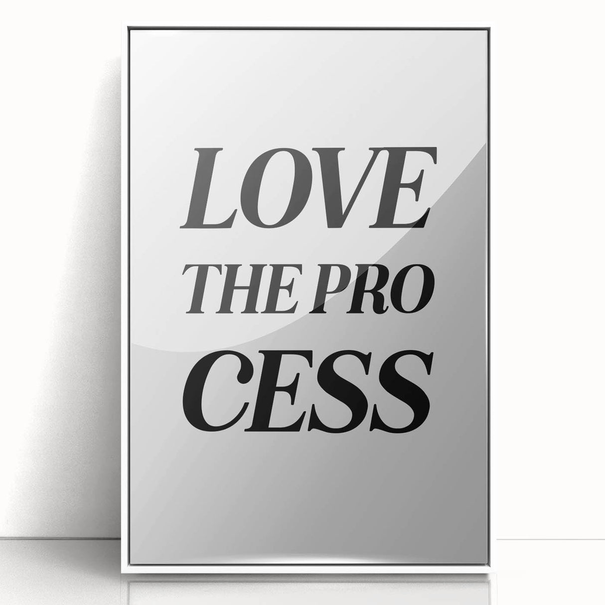 Electric Wall Art: Bold 'Love the Process' Typography for Modern Spaces