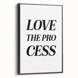 Electric Wall Art: Bold 'Love the Process' Typography for Modern Spaces