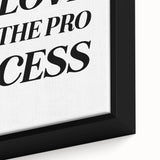 Electric Wall Art: Bold 'Love the Process' Typography for Modern Spaces