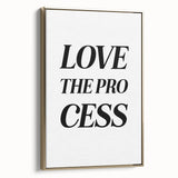 Electric Wall Art: Bold 'Love the Process' Typography for Modern Spaces