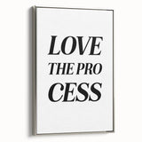 Electric Wall Art: Bold 'Love the Process' Typography for Modern Spaces