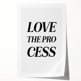 Electric Wall Art: Bold 'Love the Process' Typography for Modern Spaces