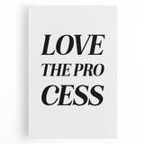 Electric Wall Art: Bold 'Love the Process' Typography for Modern Spaces