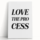 Electric Wall Art: Bold 'Love the Process' Typography for Modern Spaces