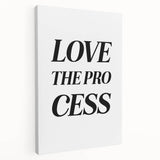 Electric Wall Art: Bold 'Love the Process' Typography for Modern Spaces