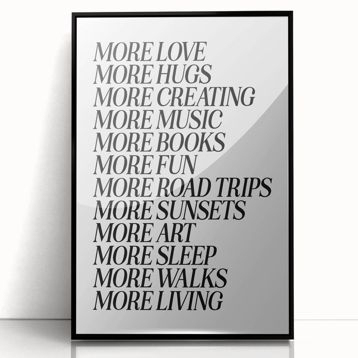 Electric Wall Art: Inspiring 'More Love, More Living' Typography Print