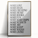 Electric Wall Art: Inspiring 'More Love, More Living' Typography Print