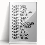 Electric Wall Art: Inspiring 'More Love, More Living' Typography Print