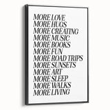 Electric Wall Art: Inspiring 'More Love, More Living' Typography Print
