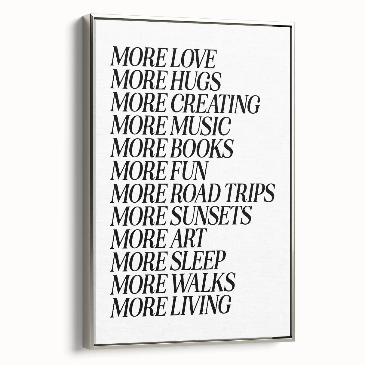 Electric Wall Art: Inspiring 'More Love, More Living' Typography Print