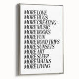 Electric Wall Art: Inspiring 'More Love, More Living' Typography Print