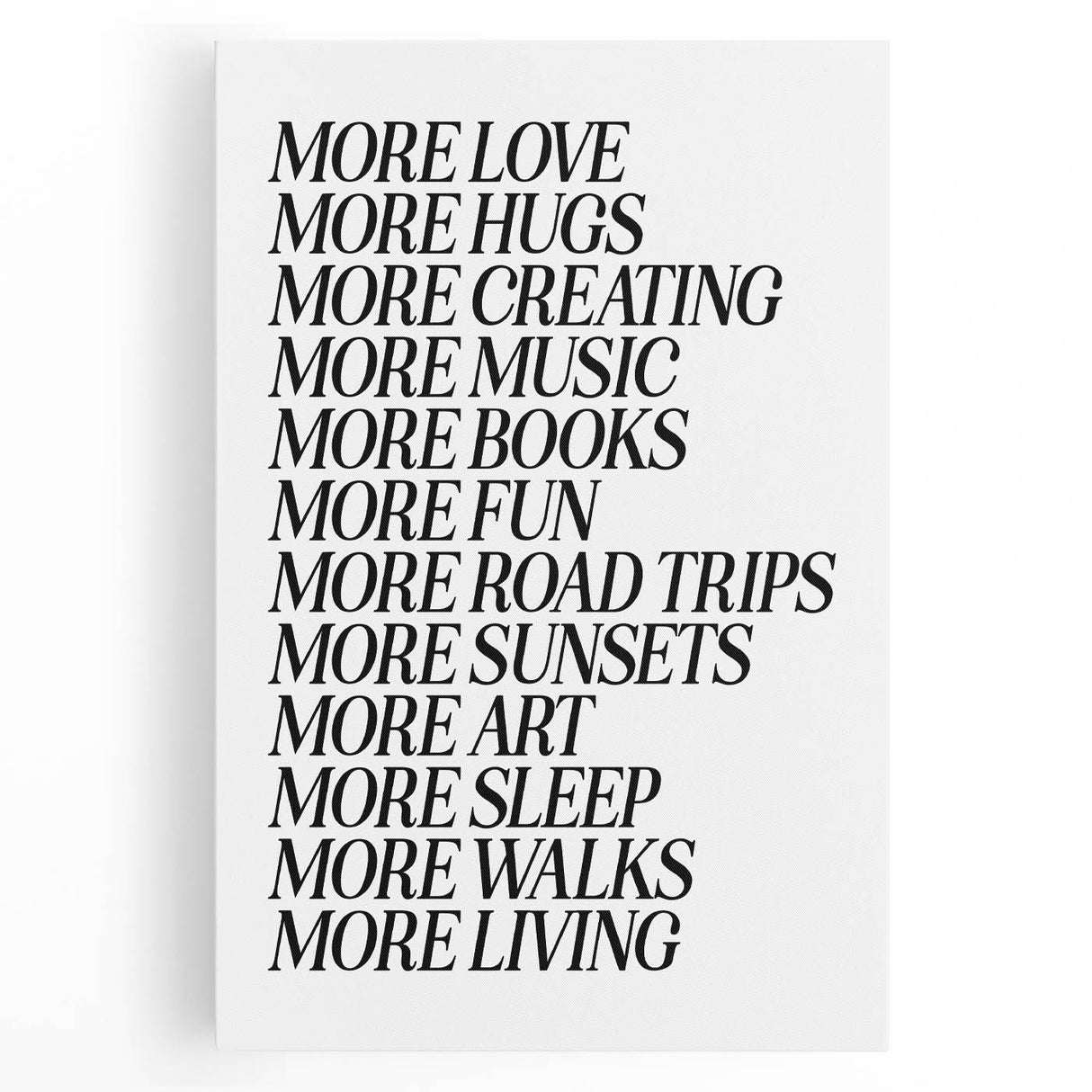 Electric Wall Art: Inspiring 'More Love, More Living' Typography Print