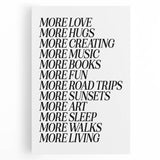 Electric Wall Art: Inspiring 'More Love, More Living' Typography Print