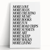 Electric Wall Art: Inspiring 'More Love, More Living' Typography Print