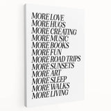 Electric Wall Art: Inspiring 'More Love, More Living' Typography Print