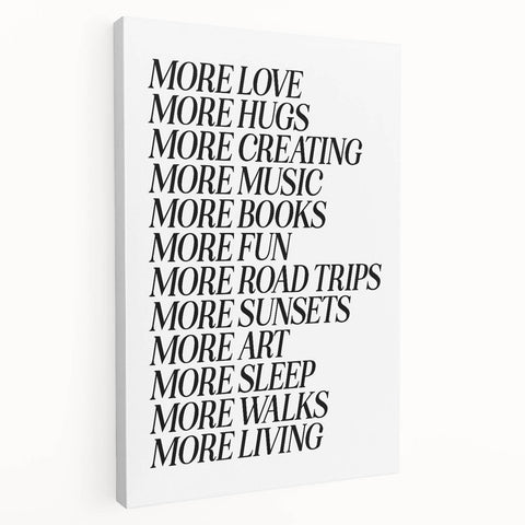 Electric Wall Art: Inspiring 'More Love, More Living' Typography Print