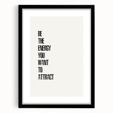 "Electric Wall Art: Motivational 'Be the Energy' Typography Print"