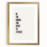 "Electric Wall Art: Motivational 'Be the Energy' Typography Print"