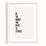 "Electric Wall Art: Motivational 'Be the Energy' Typography Print"