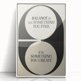 Electric Wall Art: 'Balance is Something You Create' Motivational Print