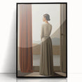 Electric Wall Art: Elegant Woman by the Window Minimalist Print