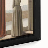 Electric Wall Art: Elegant Woman by the Window Minimalist Print