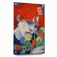 Electric Wall Art: Red-Haired Woman with Flowers Vibrant Art Print